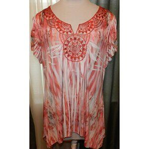World Unity Woman stretch blend size 3X top sublimation embroidered beading
